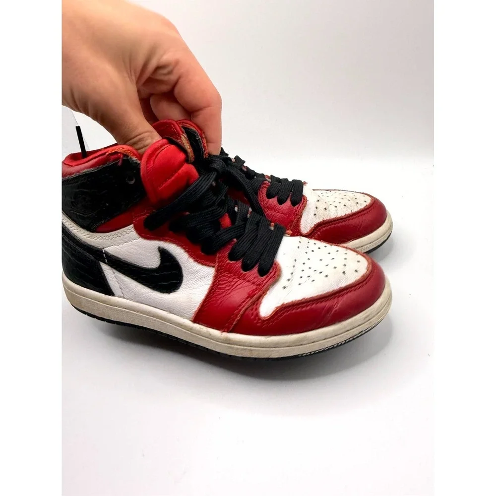 Nike‎ Air Jordan 1 Retro High OG PS CU0449-601 Kids 13 Sneaker Satin Red Shoes